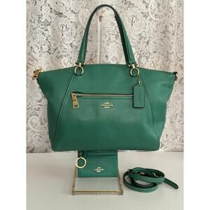 Coach Prairie Satchel 79997 Peacock Green Pebbled Leather Set